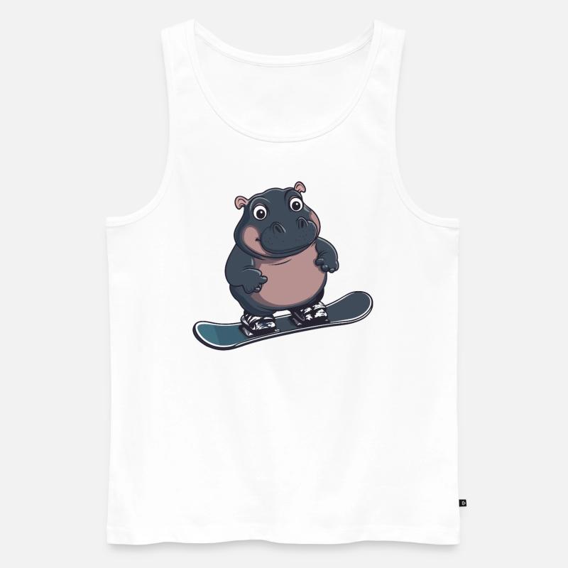 Nilpferde Snowboard Snowboarder Nilpferd - Männer Premium Bio Tank Top - Weiß