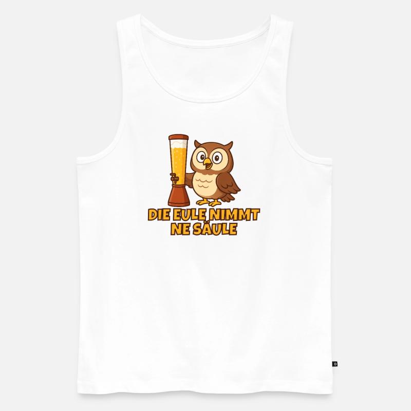Eule mit der Säule - Männer Premium Bio Tank Top - Weiß