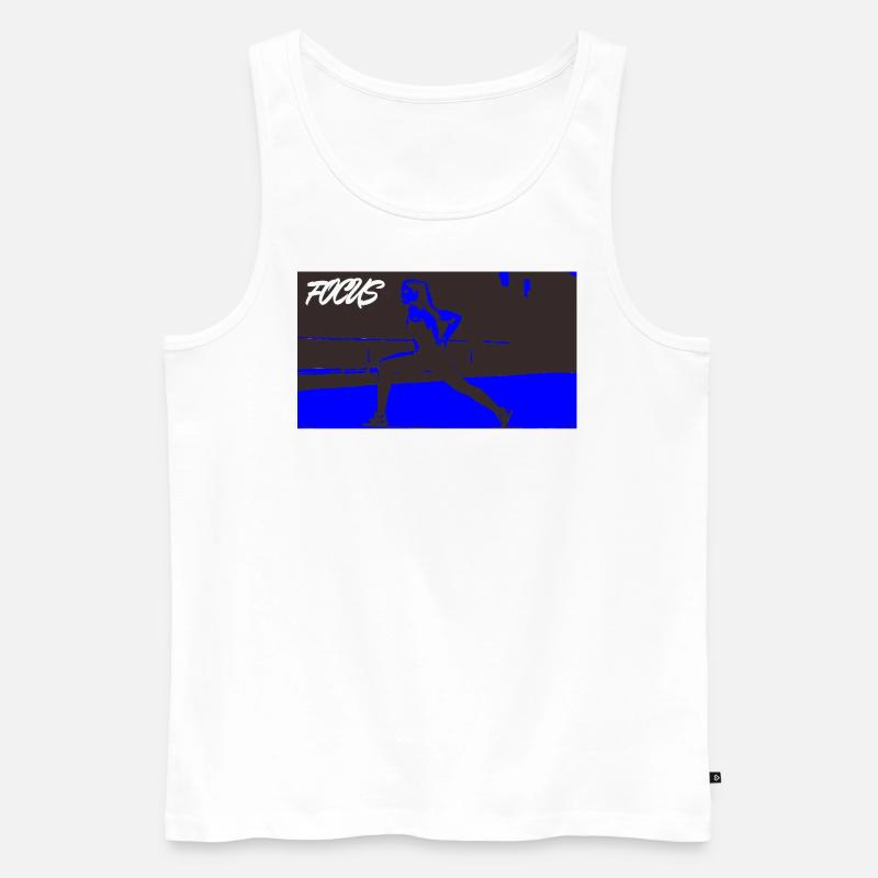 FOCUS_blue - Männer Premium Bio Tank Top - Weiß