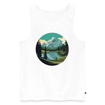 Lake lucerne - Men's Premium Organic Tank Top - white - Front - AI Model Male 178 light (178cm)