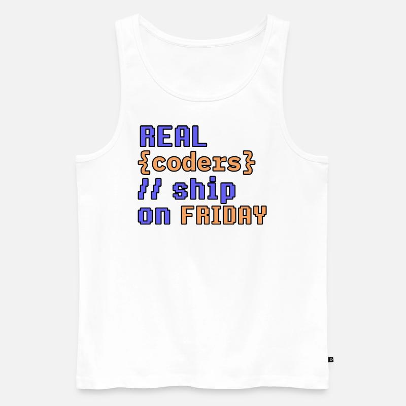 Real coders ship on Friday - Männer Premium Bio Tank Top - Weiß