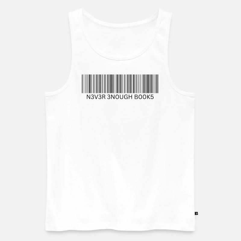 Never Enough Books – Bücherliebe im Barcode-Design - Männer Premium Bio Tank Top - Weiß