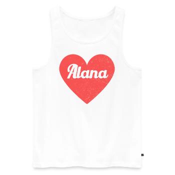 Alana Name Red Heart Love Fan Retro - Men's Premium Organic Tank Top - white - Front - AI Model Male 178 light (178cm)