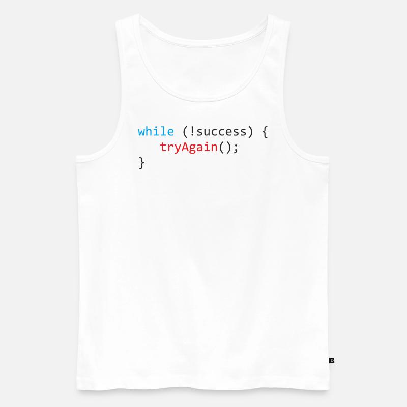 while (!success) - black version - Männer Premium Bio Tank Top - Weiß
