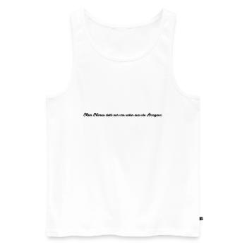 Mein Niveau sieht nur von unten aus wie Arroganz - Männer Premium Bio Tank Top - Weiß - Vorne - AI Model Male 178 light (178cm)