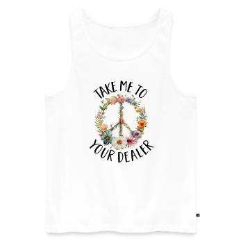 Hippie Peace Sign Peace Flowers Flower Child - Men's Premium Organic Tank Top - white - Front - Michal (187cm)