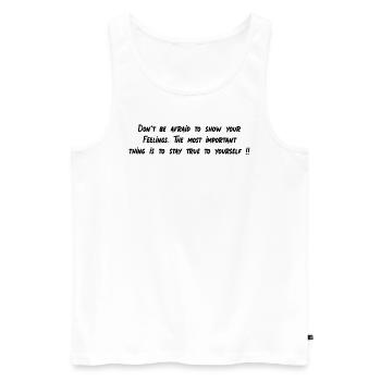 Don´t be afraid - Männer Premium Bio Tank Top - Weiß - Vorne - AI Model Male 178 light (178cm)