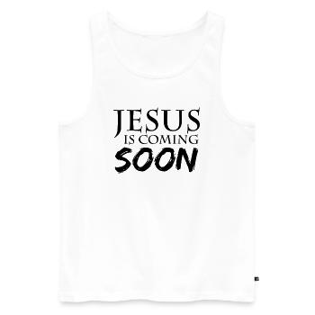 Jesus is coming soon - Men's Premium Organic Tank Top - white - Front - AI Model Male 178 light (178cm)
