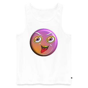 Lachendes Emoji streckt die Zunge heraus. - Männer Premium Bio Tank Top - Weiß - Vorne - Michal (187cm)