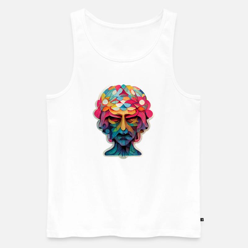 Psychedelic Head - Männer Premium Bio Tank Top - Weiß