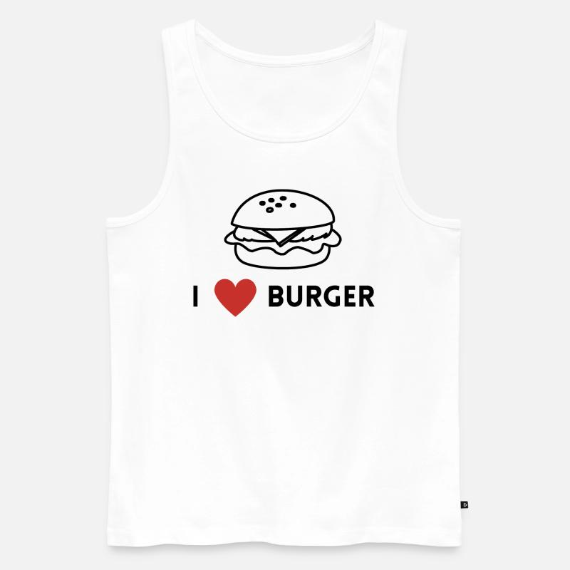 I love Burger - Männer Premium Bio Tank Top - Weiß