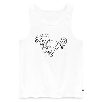 Pferd Line Art - Minimalistisch - Männer Premium Bio Tank Top - Weiß - Vorne - Michal (187cm)