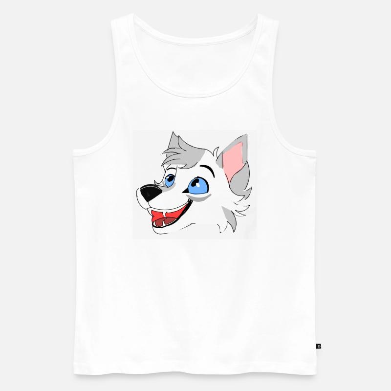 Lächelnder Wolf - Männer Premium Bio Tank Top - Weiß