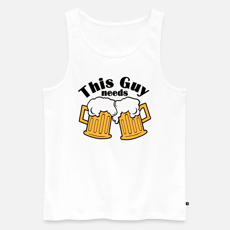 This guy needs a beer - Männer Premium Bio Tank Top - Weiß