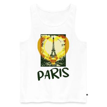 Paris, France, Ville, Horizon, Tour Eiffel, Coeur - Débardeur bio Premium Homme - blanc - Devant - Michal (187cm)