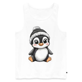 Pingouin mignon mignon bébé enfants animal dessin animé - Débardeur bio Premium Homme - blanc - Devant - Michal (187cm)