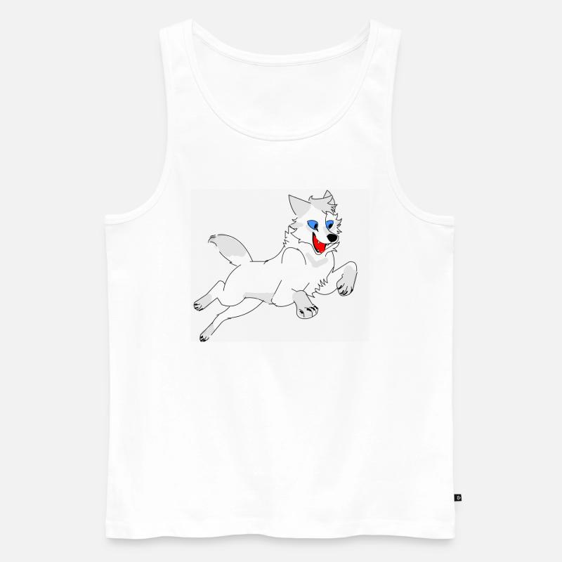springender Wolf - Männer Premium Bio Tank Top - Weiß