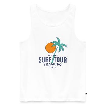 Surftour Teahupoo Tahiti - Männer Premium Bio Tank Top - Weiß - Vorne - Michal (187cm)