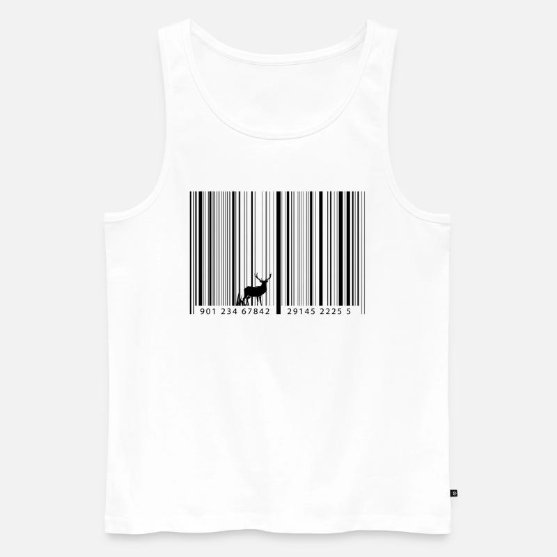 Code-barres comme forêt avec cerf - Débardeur bio Premium Homme - blanc