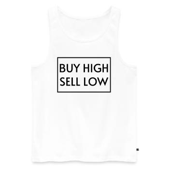 Buy high - Sell low - Männer Premium Bio Tank Top - Weiß - Vorne - Michal (187cm)