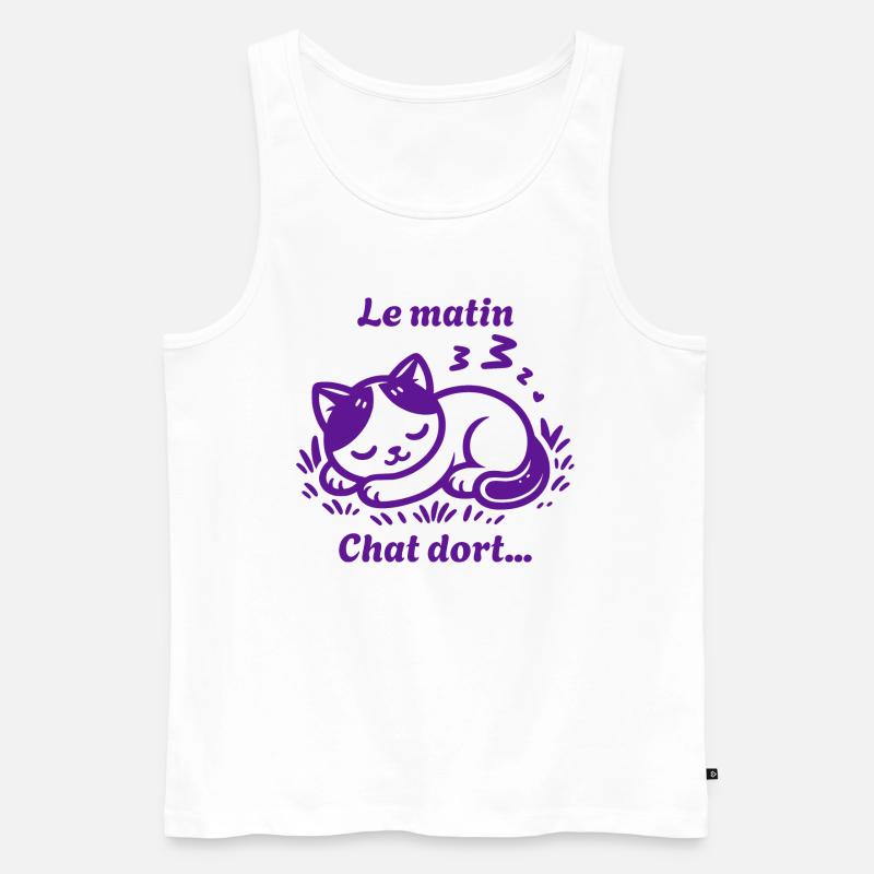 Chat Dort Chat Mignon Pas Du Matin - Débardeur bio Premium Homme - blanc