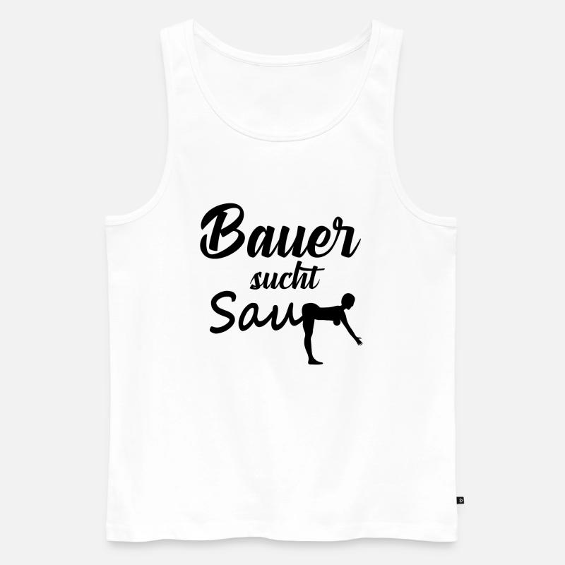 Bauer sucht Sau - Männer Premium Bio Tank Top - Weiß