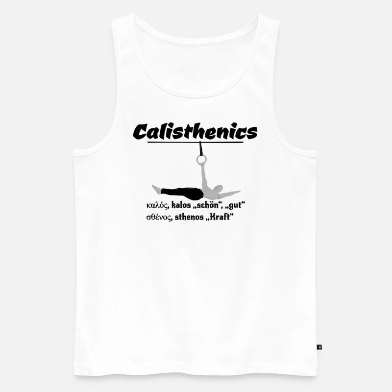 Calisthenics, Frontlever - Männer Premium Bio Tank Top - Weiß