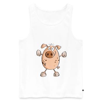 Hug Me Schwein - Schweine - Ferkel - Schweinchen - Männer Premium Bio Tank Top - Weiß - Vorne - Michal (187cm)