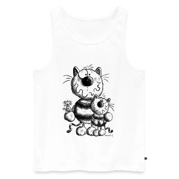 Doux Famille Chat - Débardeur bio Premium Homme - blanc - Devant - AI Model Male 178 light (178cm)