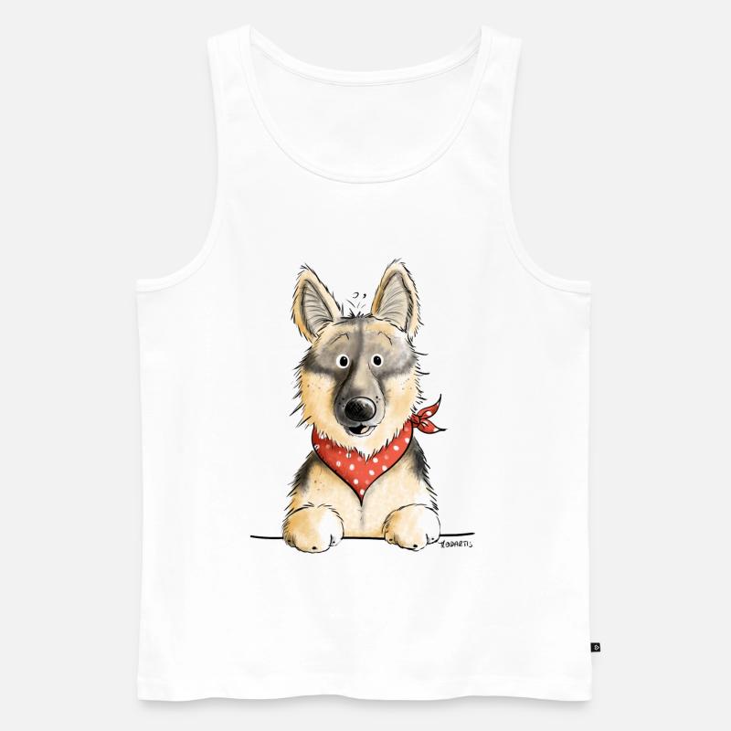 Lustiger Deutscher Schäferhund I Comic Geschenk - Männer Premium Bio Tank Top - Weiß