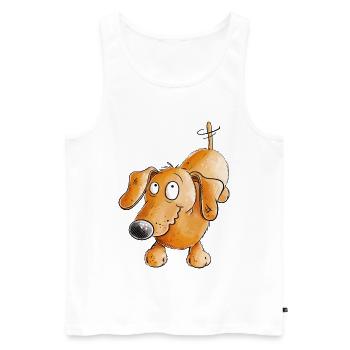 Joyeux teckel I Teckel I Chien - Débardeur bio Premium Homme - blanc - Devant - Michal (187cm)