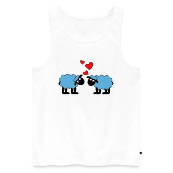Moutons heureux amoureux Moutons Agneaux Cœurs - Débardeur bio Premium Homme - blanc - Devant - AI Model Male 178 light (178cm)