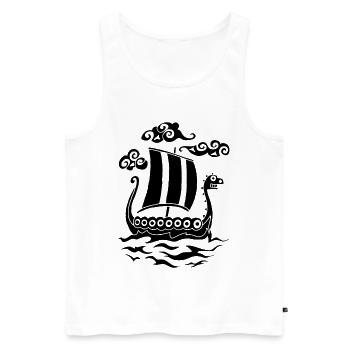 Funny black Drakkar - Men's Premium Organic Tank Top - white - Front - AI Model Male 178 light (178cm)