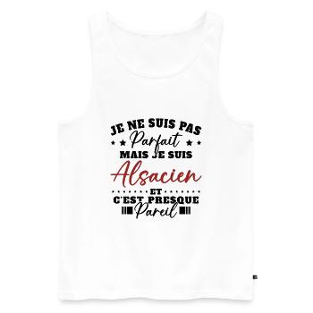 Pas Parfait mais Alsacien Cadeau Humour Alsace - Débardeur bio Premium Homme - blanc - Devant - Michal (187cm)