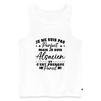 Pas Parfait mais Alsacien Cadeau Humour Alsace - Débardeur bio Premium Homme - blanc - Devant - Michal (187cm)