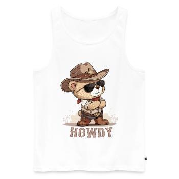 Cowboy Western Teddybär Howdy - Männer Premium Bio Tank Top - Weiß - Vorne - AI Model Male 178 light (178cm)