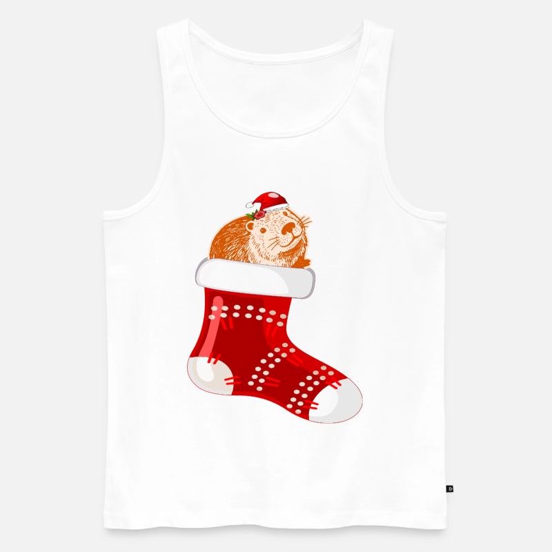 WEIHNACHTSMANN WEIHNACHTSSTRÜMPFE CAPYBARA - Männer Premium Bio Tank Top - Weiß
