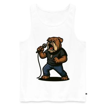 Chanteur de rock bouledogue avec art du microphone - Débardeur bio Premium Homme - blanc - Devant - Michal (187cm)