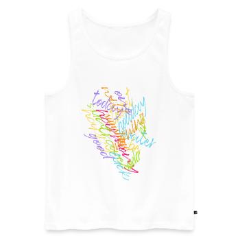 Colorful Texas Word Picture - Men's Premium Organic Tank Top - white - Front - AI Model Male 178 light (178cm)
