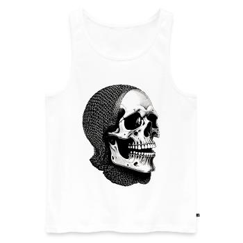 Skull in a net scarf - Men's Premium Organic Tank Top - white - Front - AI Model Male 178 light (178cm)