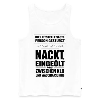 Person Gestürzt, Details Verschwiegen - Männer Premium Bio Tank Top - Weiß - Vorne - Michal (187cm)