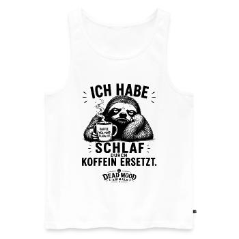 Müdes Faultier mit Kaffee | Lustiger Kaffee Spruch - Männer Premium Bio Tank Top - Weiß - Vorne - Michal (187cm)
