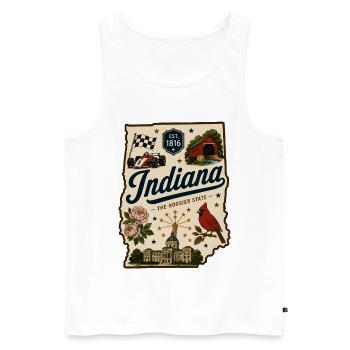 Indiana Hoosier State Vintage-Reiseaufkleber - Männer Premium Bio Tank Top - Weiß - Vorne - Michal (187cm)