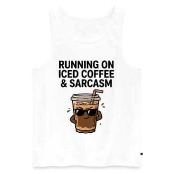 Eiskaffee mit einer Prise Sarkasmus - Männer Premium Bio Tank Top - Weiß - Vorne - Michal (187cm)