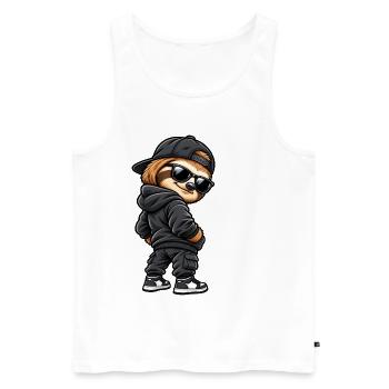 Paresseux gangster cool dans le style streetwear - Débardeur bio Premium Homme - blanc - Devant - Michal (187cm)