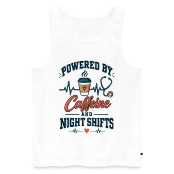Kaffee Kraft NachtSchicht - Männer Premium Bio Tank Top - Weiß - Vorne - Michal (187cm)