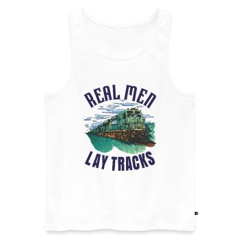 Echte Kerle verlegen Schienen - Männer Premium Bio Tank Top - Weiß - Vorne - AI Model Male 178 light (178cm)