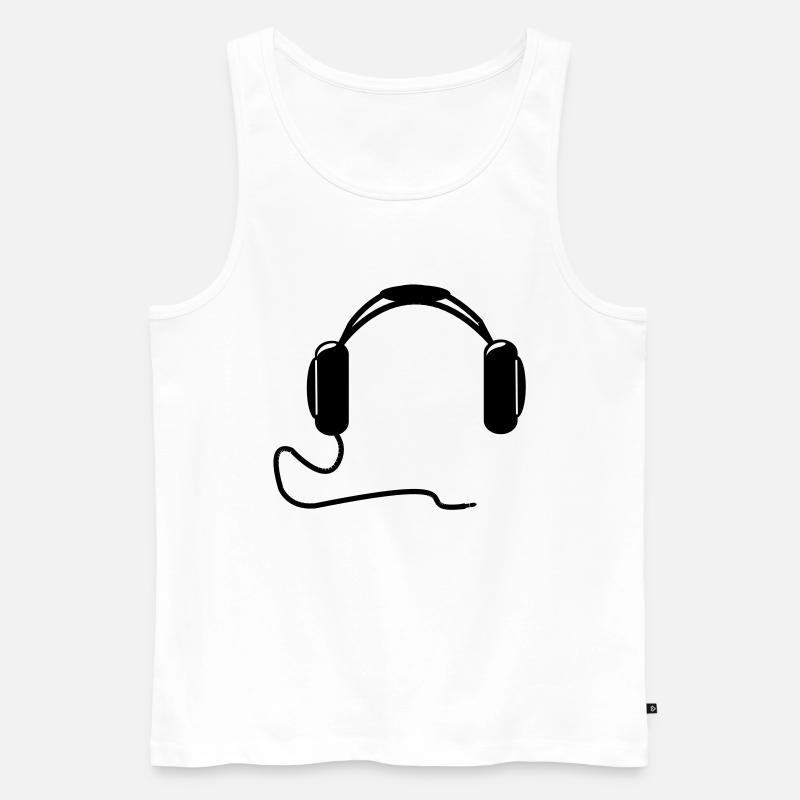 DJ Kopfhörer - Männer Premium Bio Tank Top - Weiß