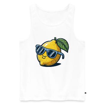 Lemon Sunglasses Summer - Men's Premium Organic Tank Top - white - Front - Michal (187cm)