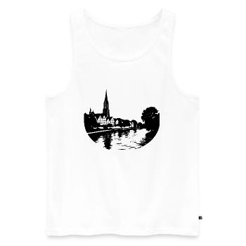 Danube in Ulm - Men's Premium Organic Tank Top - white - Front - AI Model Male 178 light (178cm)